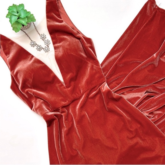 Anthro BHLDN Jenny Yoo Logan Rose Deep V Neck Velvet Sleeveless Maxi Gown Size 2 - Picture 15 of 15